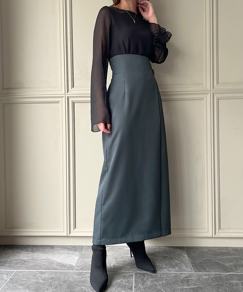 JUNOAH(ジュノア)の「ハイウエストラップ風ロングスカート(スカート・レディース・ブラック/モカ/チャコール/ワイン/イエロー系その他/カーキ/ブラウン・MEDIUM/LARGE/X-LARGE/SMALL/XX-LARGE)」の15枚目の写真