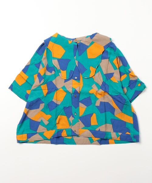 sandy（サンディー）の「【sandy】プリントカーブ衿ブラウス（シャツ/ブラウス・レディース・マスタード/ブラック/グリーン/ネイビー・FREE）」の2枚目の写真