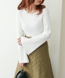 natural couture | WEB限定カラーあり/2022AWアイテム/フレアスリーブポリリブニット(ニット/セーター)