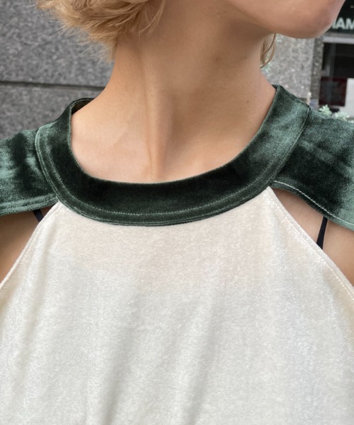 CIAOPANIC（チャオパニック）の「ベロア配色肩スリットラグランTEE（Tシャツ/カットソー・レディース・オレンジ/ブルー/グリーン/ネイビー・FREE）」の17枚目の写真