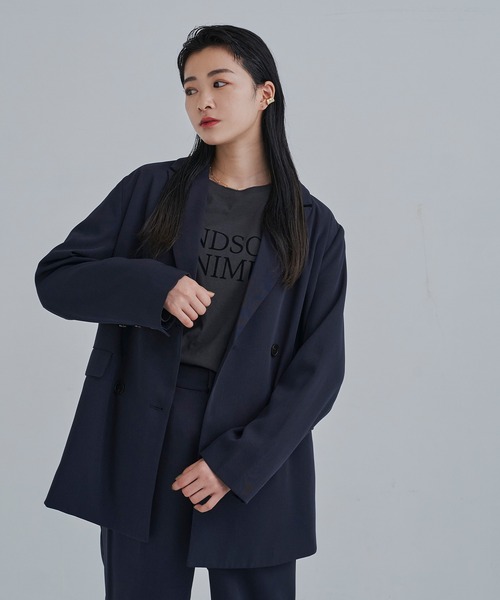CLEARIMPRESSION （クリアインプレッション）の「【セットアップ対応】ダブルブレストオーバージャケット（テーラードジャケット・レディース・ブラック/ネイビー・FREE）」の22枚目の写真