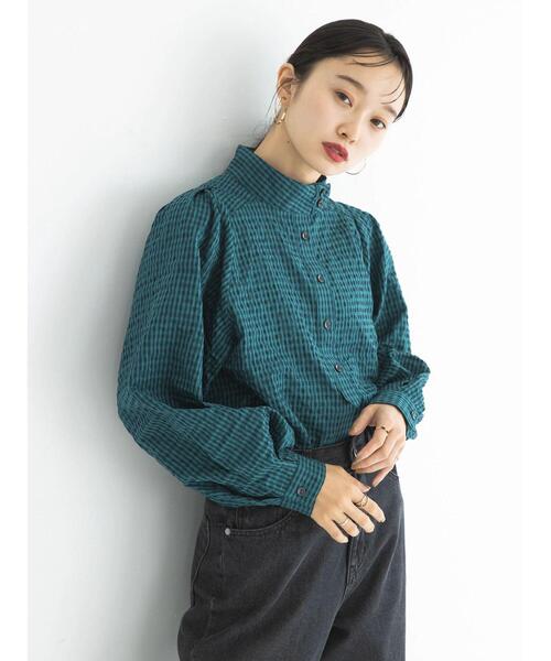 earth music&ecology（アースミュージックアンドエコロジー）の「ハイネックミニシャツワンピース（ワンピース・レディース・ブラック/ブルー/グリーン・FREE）」の17枚目の写真