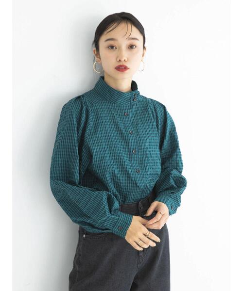 earth music&ecology（アースミュージックアンドエコロジー）の「ハイネックミニシャツワンピース（ワンピース・レディース・ブラック/ブルー/グリーン・FREE）」の19枚目の写真