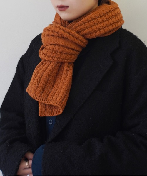 シンプル ローゲージ ニット マフラー #_（マフラー）｜Port（ポート