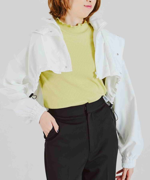 acro（アクロ）の「フード付きショート丈ブルゾン/AC1472（ブルゾン・レディース・ホワイト/カーキ/ベージュ/ブラック・ﾌﾘ-）」の2枚目の写真