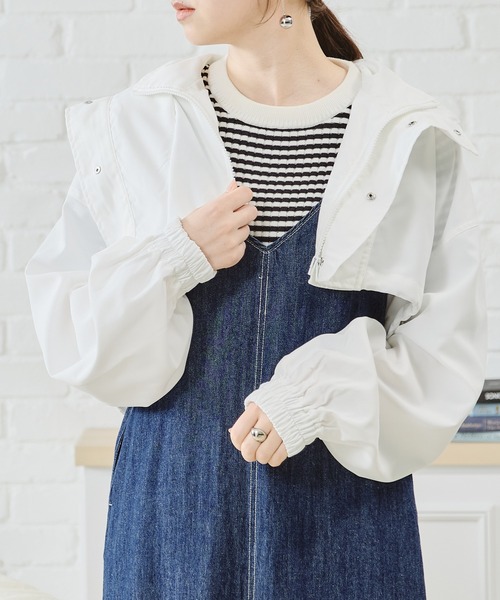 acro（アクロ）の「フード付きショート丈ブルゾン/AC1472（ブルゾン・レディース・ホワイト/カーキ/ベージュ/ブラック・ﾌﾘ-）」の18枚目の写真