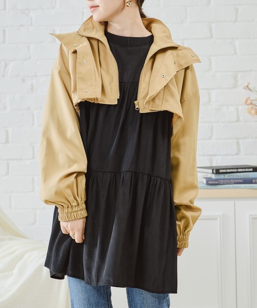 acro（アクロ）の「フード付きショート丈ブルゾン/AC1472（ブルゾン・レディース・ホワイト/カーキ/ベージュ/ブラック・ﾌﾘ-）」の6枚目の写真