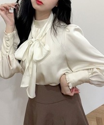 【TITTY&CO.】バルーン袖長袖リボンブラウス