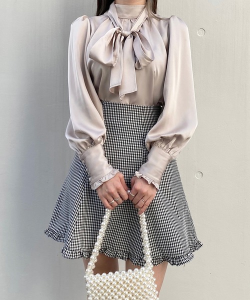 TITTY&CO.（ティティーアンドコー）の「【TITTY&CO.】バルーン袖長袖リボンブラウス（シャツ/ブラウス・レディース・ホワイト/モカ/グレイッシュベージュ・FREE）」の9枚目の写真