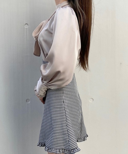 TITTY&CO.（ティティーアンドコー）の「【TITTY&CO.】バルーン袖長袖リボンブラウス（シャツ/ブラウス・レディース・ホワイト/モカ/グレイッシュベージュ・FREE）」の16枚目の写真