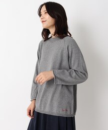 カシミヤコットン ラウンドネック8分袖プルオーバー