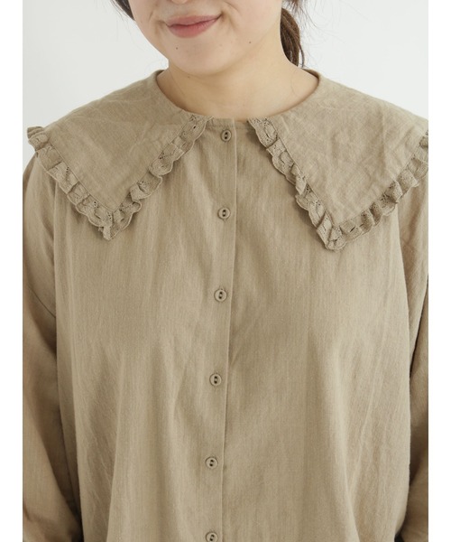 Samansa Mos2(サマンサ モスモス)の「フリルレース付セーラー襟チュニック(チュニック・レディース・ベージュ/オフホワイト/イエロー/ブラウン・フリ-)」の6枚目の写真