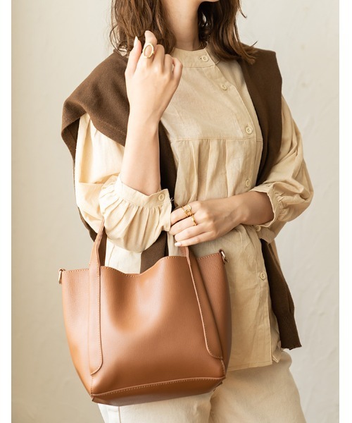 chocomee（チョコミー）の「2way hand bag/ツーウェイハンドバッグ（ハンドバッグ・レディース・アイボリー/ブラウン・FREE）」の14枚目の写真