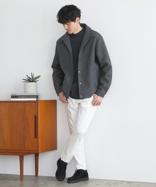 THE CASUAL（カジュアル）の「ルーズベーシックメルトンコーチジャケット（ブルゾン・メンズ・ブラウン/チャコールグレー/モカ/ブラック/グレー/ブルーグレー/オフホワイト/ネイビー・L/M/XL/S）」の18枚目の写真