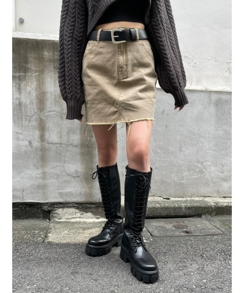 ENVYM(アンビー)の「トラピゾイドミニSK(スカート・レディース・ベージュ/ブルー/グレー・MEDIUM/SMALL)」の1枚目の写真