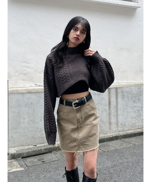 ENVYM(アンビー)の「トラピゾイドミニSK(スカート・レディース・ベージュ/ブルー/グレー・MEDIUM/SMALL)」の16枚目の写真