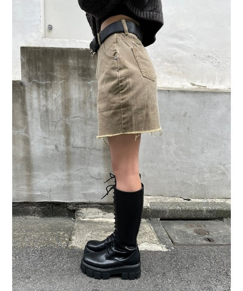 ENVYM(アンビー)の「トラピゾイドミニSK(スカート・レディース・ベージュ/ブルー/グレー・MEDIUM/SMALL)」の9枚目の写真