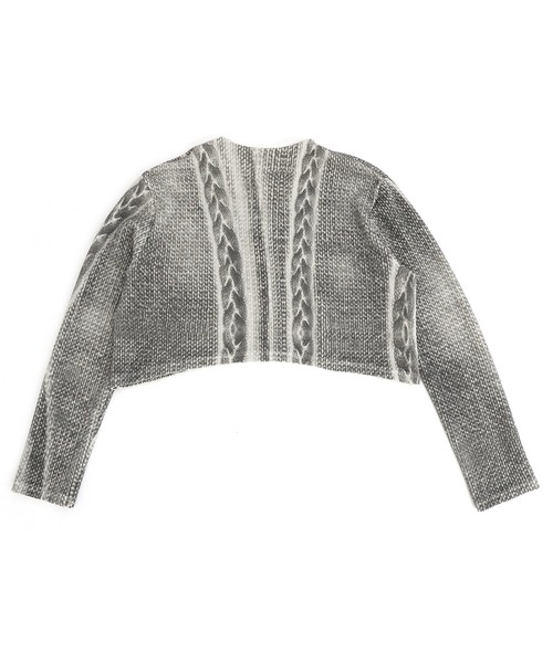 TheOpen Product（ザオープンプロダクト）の「【TheOpen Product】CABLE KNITTING GRAPHIC SWEATSHIRT（スウェット・レディース・グレー/ブルー・S）」の3枚目の写真