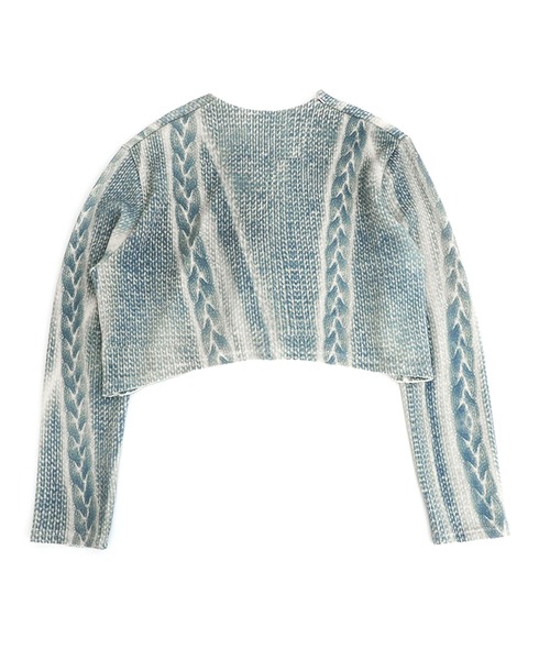 TheOpen Product（ザオープンプロダクト）の「【TheOpen Product】CABLE KNITTING GRAPHIC SWEATSHIRT（スウェット・レディース・グレー/ブルー・S）」の6枚目の写真