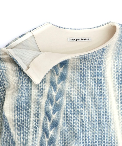 TheOpen Product（ザオープンプロダクト）の「【TheOpen Product】CABLE KNITTING GRAPHIC SWEATSHIRT（スウェット・レディース・グレー/ブルー・S）」の7枚目の写真
