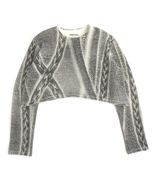 TheOpen Product（ザオープンプロダクト）の「【TheOpen Product】CABLE KNITTING GRAPHIC SWEATSHIRT（スウェット・レディース・グレー/ブルー・S）」の16枚目の写真