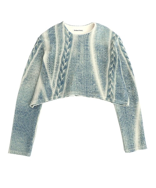 TheOpen Product（ザオープンプロダクト）の「【TheOpen Product】CABLE KNITTING GRAPHIC SWEATSHIRT（スウェット・レディース・グレー/ブルー・S）」の17枚目の写真