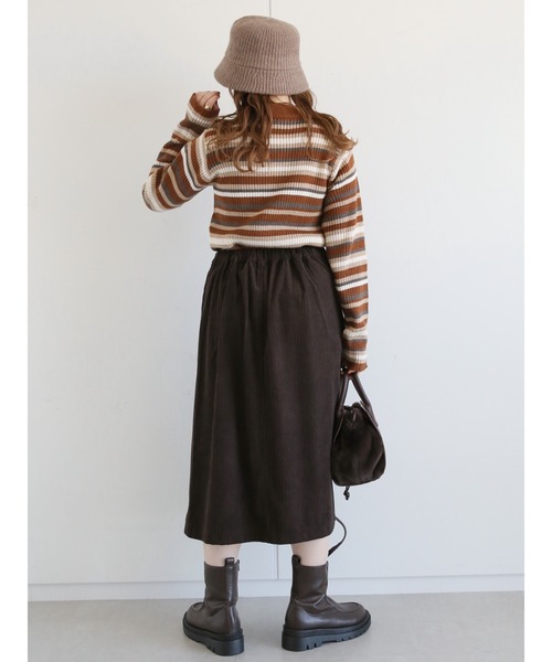 ehka sopo(エヘカソポ)の「コーデュロイ前釦スカート(スカート・レディース・キナリ/ミント/チャコール・フリ-)」の12枚目の写真