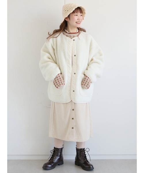 ehka sopo(エヘカソポ)の「コーデュロイ前釦スカート(スカート・レディース・キナリ/ミント/チャコール・フリ-)」の13枚目の写真