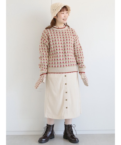 ehka sopo(エヘカソポ)の「コーデュロイ前釦スカート(スカート・レディース・キナリ/ミント/チャコール・フリ-)」の18枚目の写真