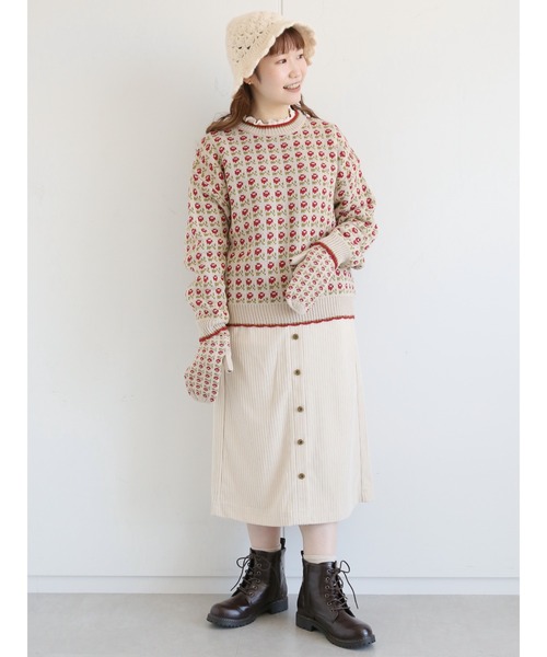 ehka sopo(エヘカソポ)の「コーデュロイ前釦スカート(スカート・レディース・キナリ/ミント/チャコール・フリ-)」の19枚目の写真