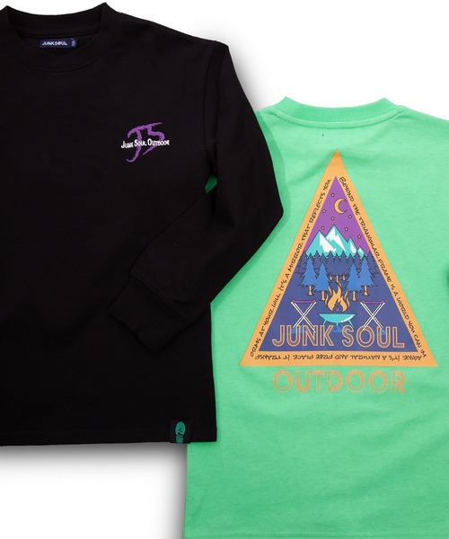 JUNKSOUL(ジャンクソウル)の「100%コットン カラフルTAKIBIトライアングル ロングTシャツ(M4)(Tシャツ/カットソー・キッズ・ライム/ブラック・100/110/120/130/140/150/160)」の3枚目の写真