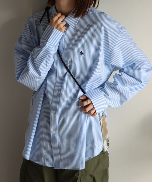 POLO BCS（ポロ ビーシーエス）の「ＰＯＬＯ　ＢＣＳ　ワンポント刺繍長袖シャツ（シャツ/ブラウス・レディース・ホワイト/ブルー/サックスブルー・M/L/XL）」の7枚目の写真