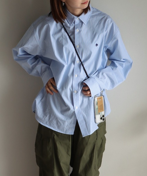 POLO BCS（ポロ ビーシーエス）の「ＰＯＬＯ　ＢＣＳ　ワンポント刺繍長袖シャツ（シャツ/ブラウス・レディース・ホワイト/ブルー/サックスブルー・M/L/XL）」の8枚目の写真