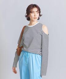 BEAUTY&YOUTH UNITED ARROWS | コットンボーダー カットアウト ロングスリーブ カットソー(Tシャツ/カットソー)