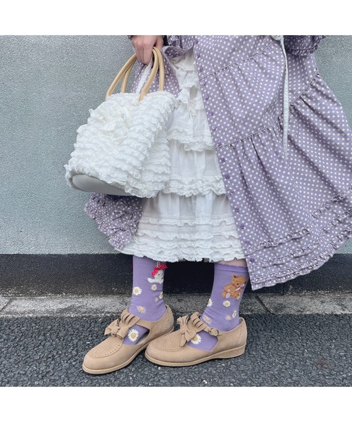 ピンクハウスラベンダー色ドットロングワンピース（未使用に近い） PINK HOUSE（ピンクハウス）の「水玉プリントセーラーワンピース