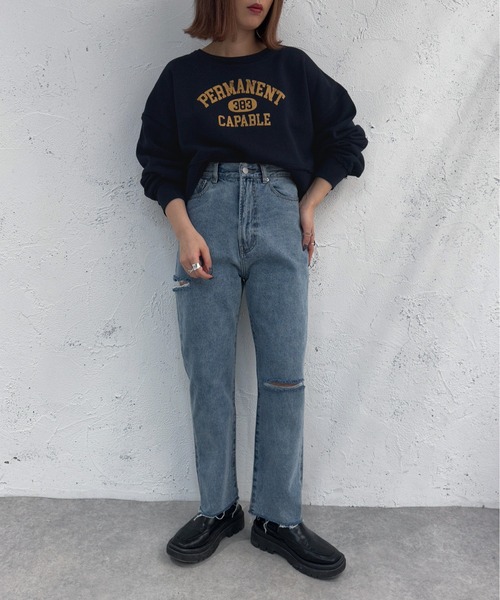 apres jour mignon（アプレジュールミニョン）の「ダメージデニム【ZOZOTOWN限定アイテム】（デニムパンツ・レディース・ブルー/インディゴブルー/ブラック・MEDIUM/LARGE/X-LARGE/SMALL）」の19枚目の写真