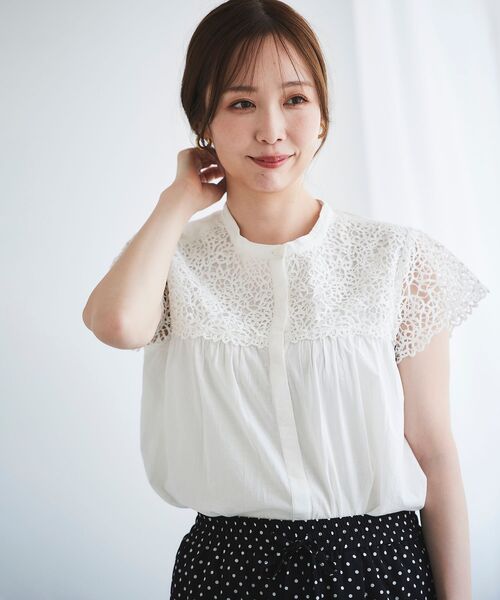 le.coeur blanc（ルクールブラン）の「エンブロイダリーレースフレンチブラウス（シャツ/ブラウス・レディース・ブラック/オフホワイト/イエロー・38）」の15枚目の写真