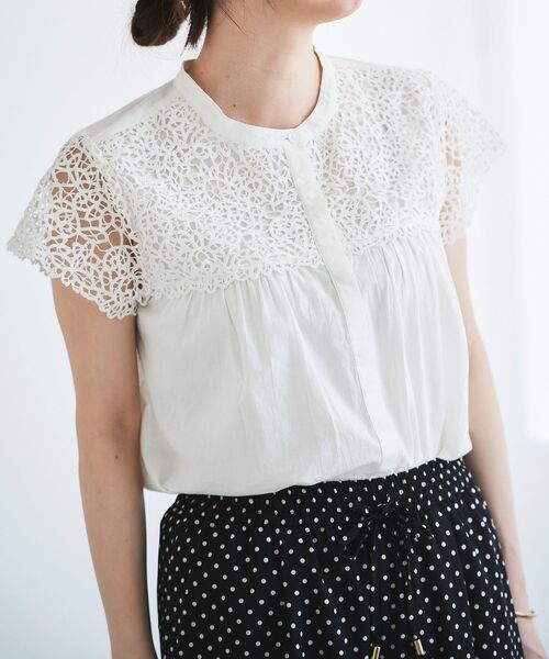 le.coeur blanc（ルクールブラン）の「エンブロイダリーレースフレンチブラウス（シャツ/ブラウス・レディース・ブラック/オフホワイト/イエロー・38）」の13枚目の写真