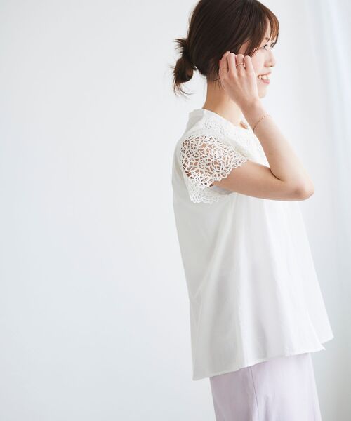 le.coeur blanc（ルクールブラン）の「エンブロイダリーレースフレンチブラウス（シャツ/ブラウス・レディース・ブラック/オフホワイト/イエロー・38）」の5枚目の写真