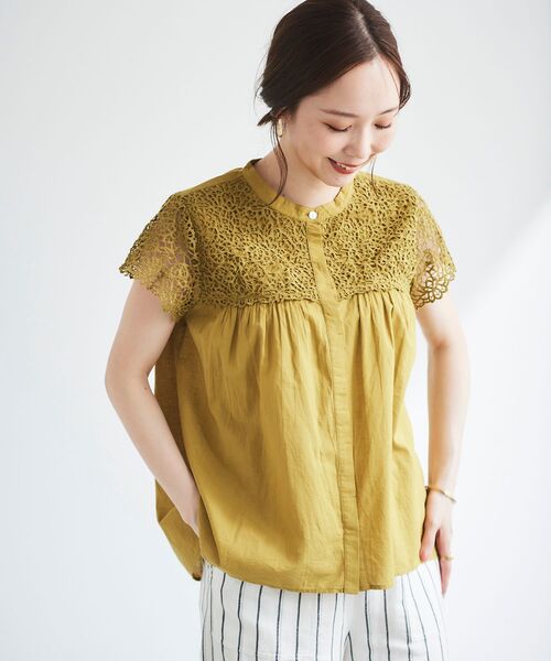 le.coeur blanc（ルクールブラン）の「エンブロイダリーレースフレンチブラウス（シャツ/ブラウス・レディース・ブラック/オフホワイト/イエロー・38）」の10枚目の写真