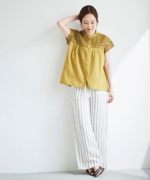 le.coeur blanc（ルクールブラン）の「エンブロイダリーレースフレンチブラウス（シャツ/ブラウス・レディース・ブラック/オフホワイト/イエロー・38）」の11枚目の写真