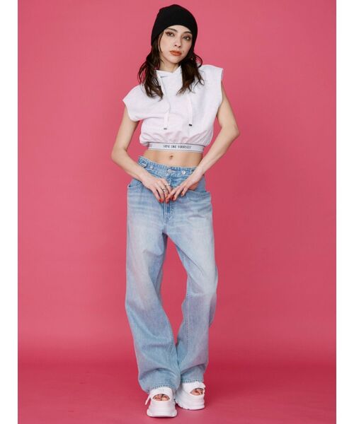 EVRIS（エヴリス）の「ロゴデザインコンパクトフーディ（スウェット・レディース・ブラック/ホワイト/グレー・FREE）」の15枚目の写真