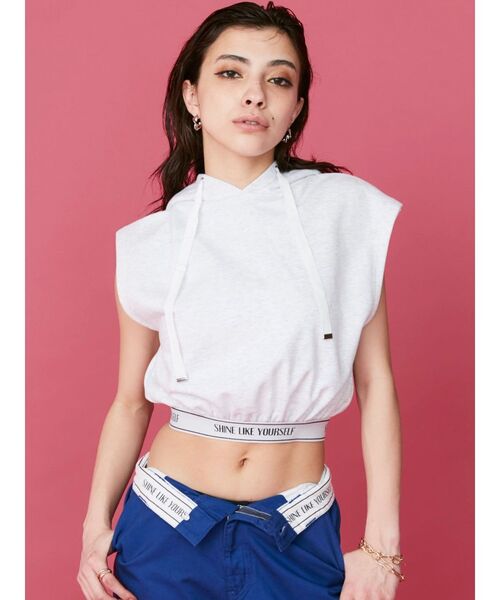 EVRIS（エヴリス）の「ロゴデザインコンパクトフーディ（スウェット・レディース・ブラック/ホワイト/グレー・FREE）」の10枚目の写真