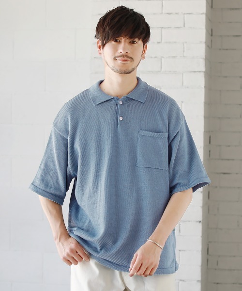 THE CASUAL(カジュアル)の「ウォッシャブルニットポロシャツ(ポロシャツ・メンズ・ブラック/グレー/ブルー/グリーン/モカ・L/M/XL)」の5枚目の写真
