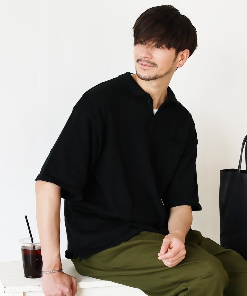 THE CASUAL(カジュアル)の「ウォッシャブルニットポロシャツ(ポロシャツ・メンズ・ブラック/グレー/ブルー/グリーン/モカ・L/M/XL)」の2枚目の写真