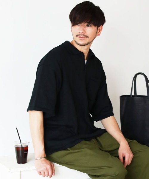 THE CASUAL(カジュアル)の「ウォッシャブルニットポロシャツ(ポロシャツ・メンズ・ブラック/グレー/ブルー/グリーン/モカ・L/M/XL)」の14枚目の写真