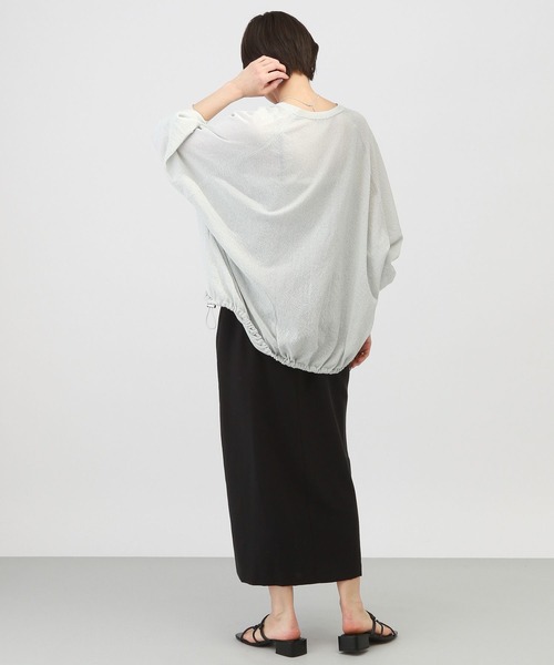 A part by（アパートバイ）の「ドロストシアーBIGカーディガン（カーディガン/ボレロ・レディース・アイボリー/ブラック/ライトブルー・FREE）」の4枚目の写真