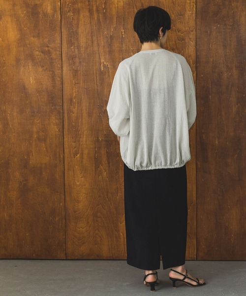 A part by（アパートバイ）の「ドロストシアーBIGカーディガン（カーディガン/ボレロ・レディース・アイボリー/ブラック/ライトブルー・FREE）」の12枚目の写真