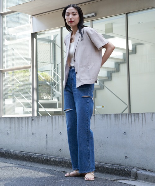 COLONY 2139(コロニートゥーワンスリーナイン)の「リネンライク半袖ジャケットシャツ(テーラードジャケット・レディース・チャコールグレー/グレイッシュベージュ/ネイビー・SMALL/MEDIUM)」の8枚目の写真