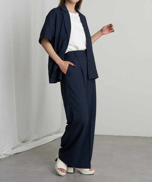 COLONY 2139(コロニートゥーワンスリーナイン)の「リネンライク半袖ジャケットシャツ(テーラードジャケット・レディース・チャコールグレー/グレイッシュベージュ/ネイビー・SMALL/MEDIUM)」の12枚目の写真